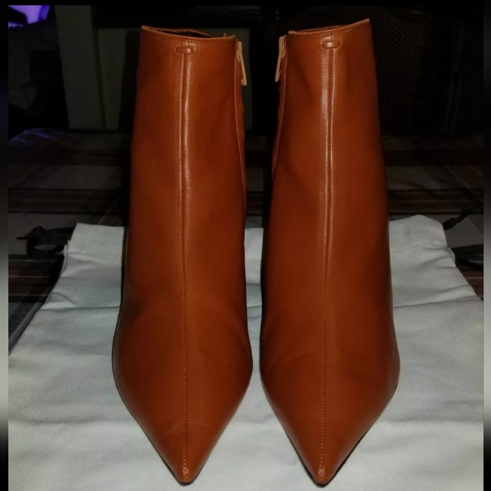 CELINE RUST SOFT LAMBSKIN LEATHER ANKLE BOOTS SIZE 40.5